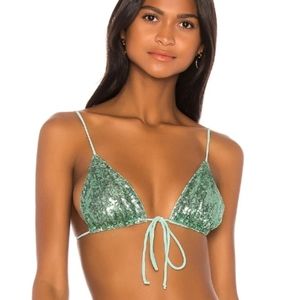 For Love and Lemons Barbados Sequin Bikini Top